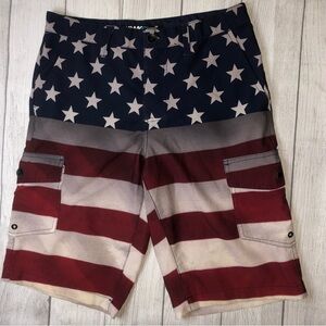 Men’s Sz 30” Hybrid Swim + Skate Trunks Board Shorts Tony Hawk American Flag